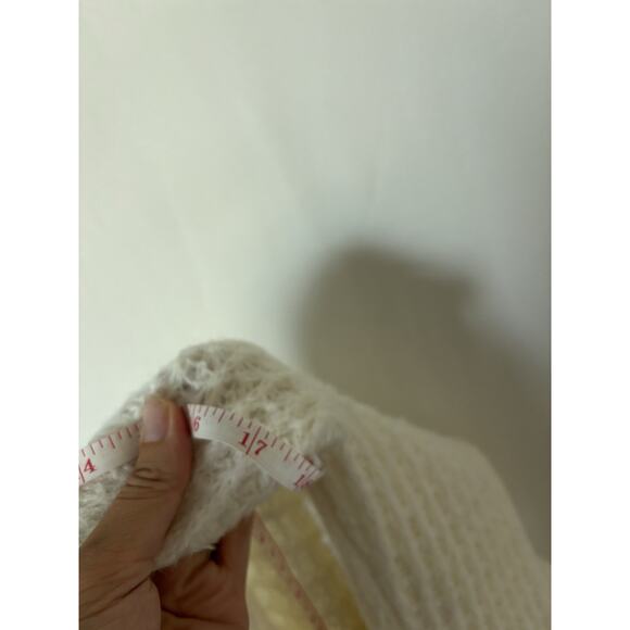 Anthropologie Sweater Large Womens Knit Cream Ruffle Open Knit - Picture 12 of 13